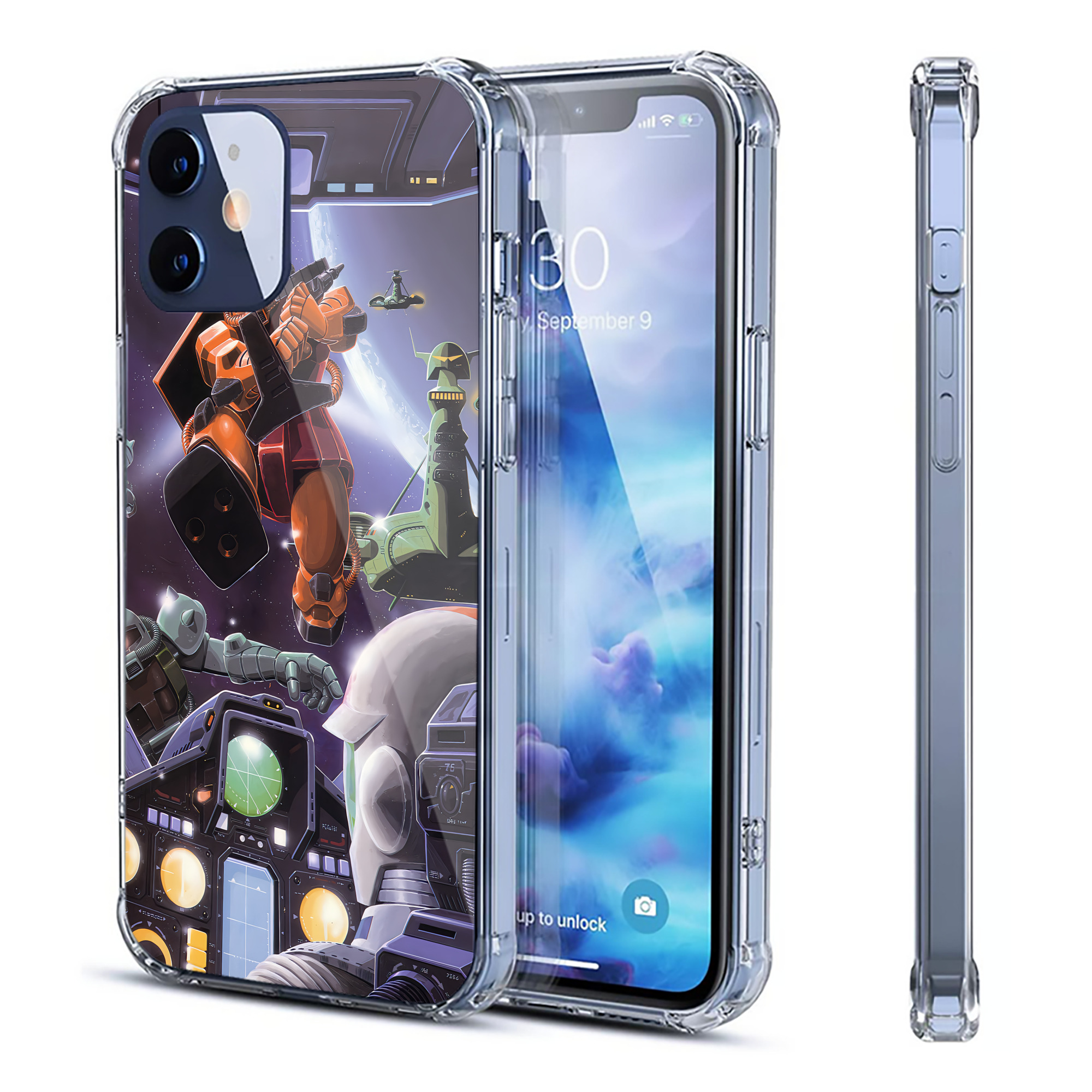 （画像用） 機動戦士ガンダム Mobile Suit Gundam 【iPhone 12シリーズ対応】透明スマホケース（クリアソフトケース）